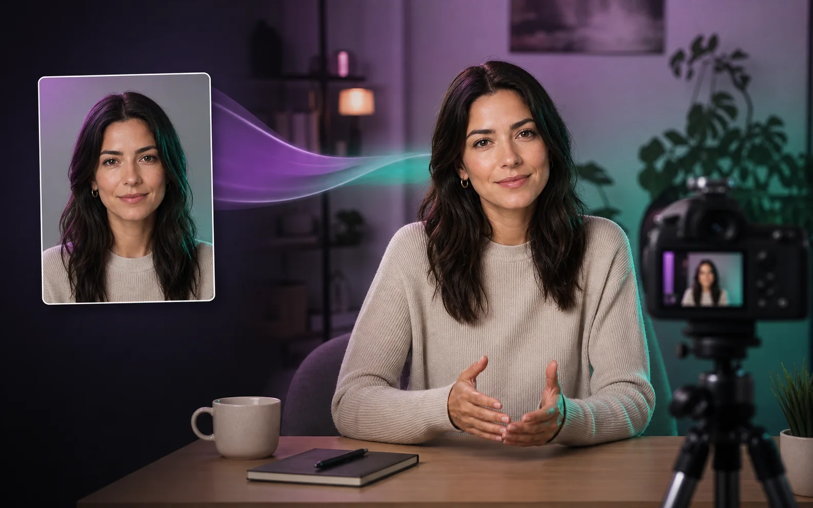 Replacing a visible face with a synthetic persona in a video